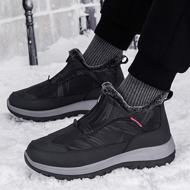 Модные женские зимние ботинки с флисовой подкладкой, зимние теплые водонепроницаемые ботинки без застежек, теплые уличные короткие ботинки