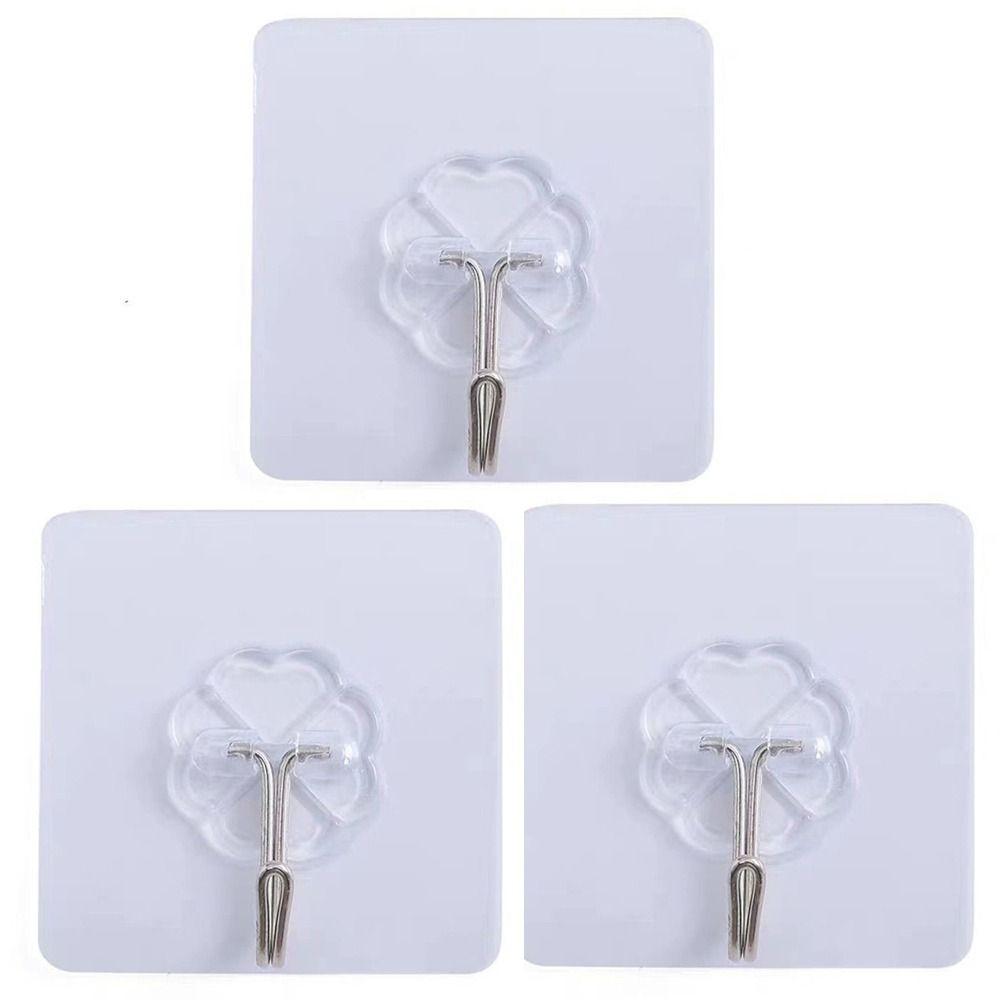 1/3 шт. Прозрачные самоклеящиеся крючки Большая нагрузка Настенные дверные вешалки Бесшовный подвесной крючок