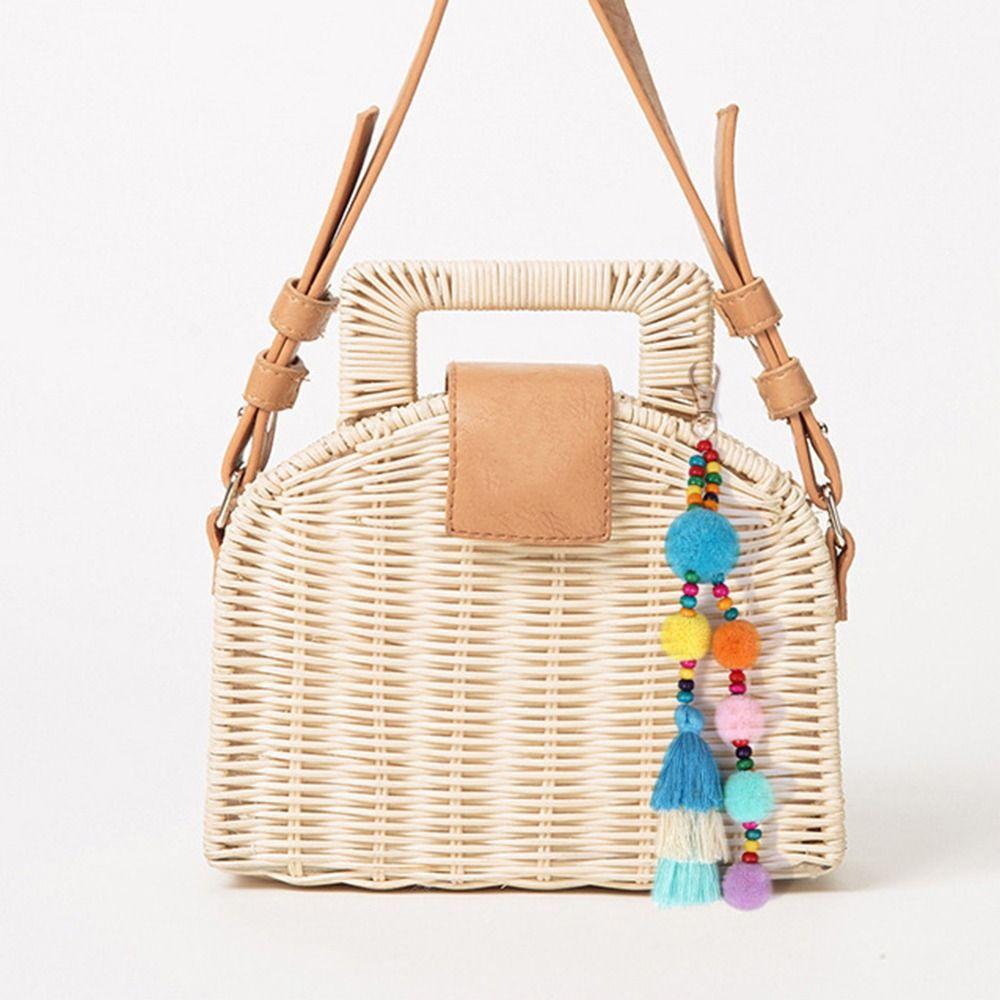 Fluffy Fashion Jewelry Womens Keychain Keyring Bag Pendant Pompom Ball Pendant