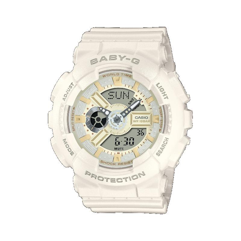 Casio Женские часы Baby-G, смола, 100 м водонепроницаемые, аналоговые, ударопрочные, кварцевые, BA-110XSW-7A