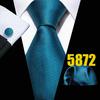 Mens Fashion Neckties Teal Silk Tie Pocket Square Cufflinks Blue&Green Formal Casual Ties