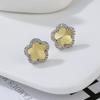 Plant Flowers Geometric Five Leaf Petals Women Luxury Earrings Shiny Clover Bridal Lovely Gift
