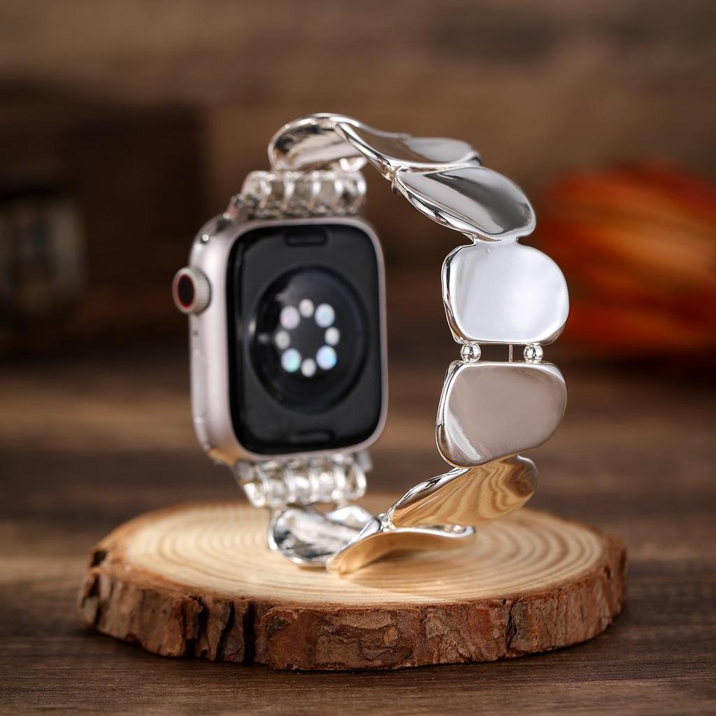 Блестящая металлическая эластичная цепь для ремешка Apple iWatch, Трансграничный бестселлер