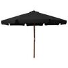 330 cm Black Sun Umbrella with Wooden Pole