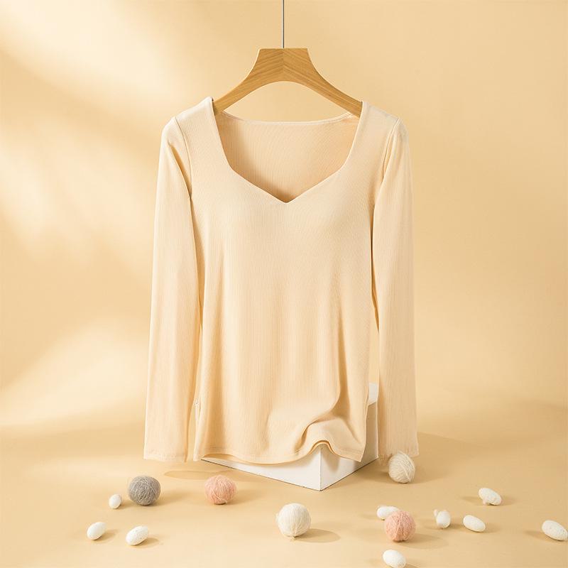 Женские теплые зимние топы с воротником-стойкой, накладками на грудь, двусторонним бархатом с начесом, бюстгальтером и нижней рубашкой из утолщенного немецкого бархата