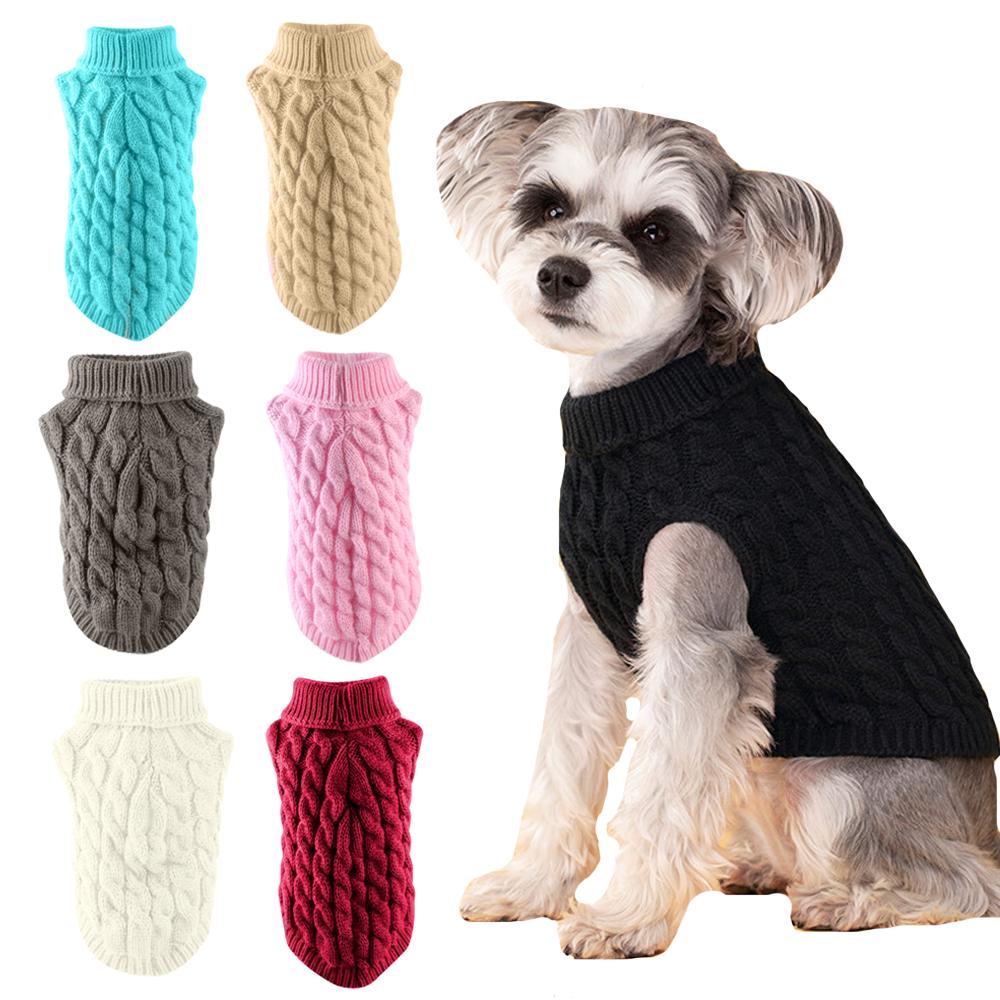 Зимняя водолазка для собак, теплый свитер, вязаная одежда для домашних щенков, маленьких средних собак, кошек, котят, свитера, жилет, пуловер для чихуахуа, пальто для бульдога