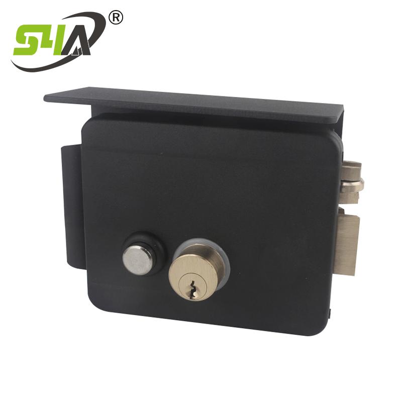 12V Electronic Rim Lock Outdoor Waterproof Door Lock with Mechanical Key and Button for Access Control System