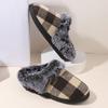 Cozy Plaid Fur Slippers: Non-slip, Plush Velvet, Winter Warmth for Home