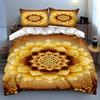 Golden floral mandala. Bedding Duvet cover sets Duvet covers Pillowcases gifts (1 * Duvet Cover 2 * Pillowcases, without duvet insert)