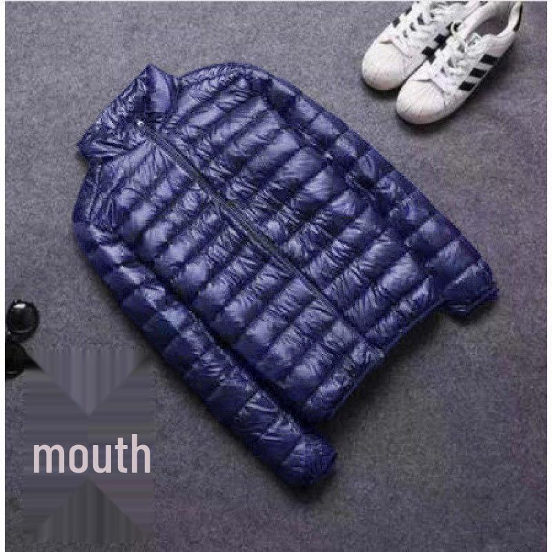 Мужская куртка из хлопка с капюшоном и перьями — популярное легкое и тонкое зимнее пальто, короткий фасон, воротник-стойка, большие размеры.