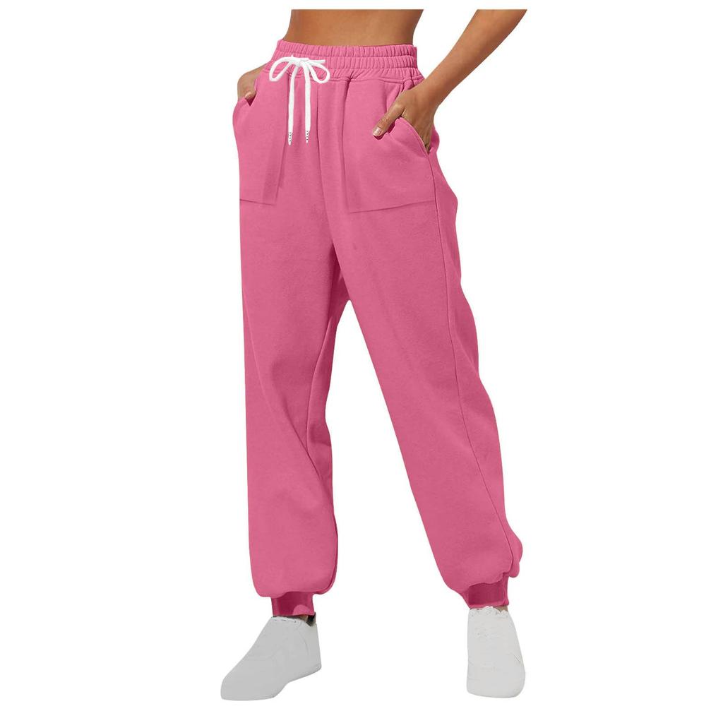 Женские зимние спортивные штаны, однотонные повседневные брюки, женские флисовые спортивные штаны, широкие прямые брюки