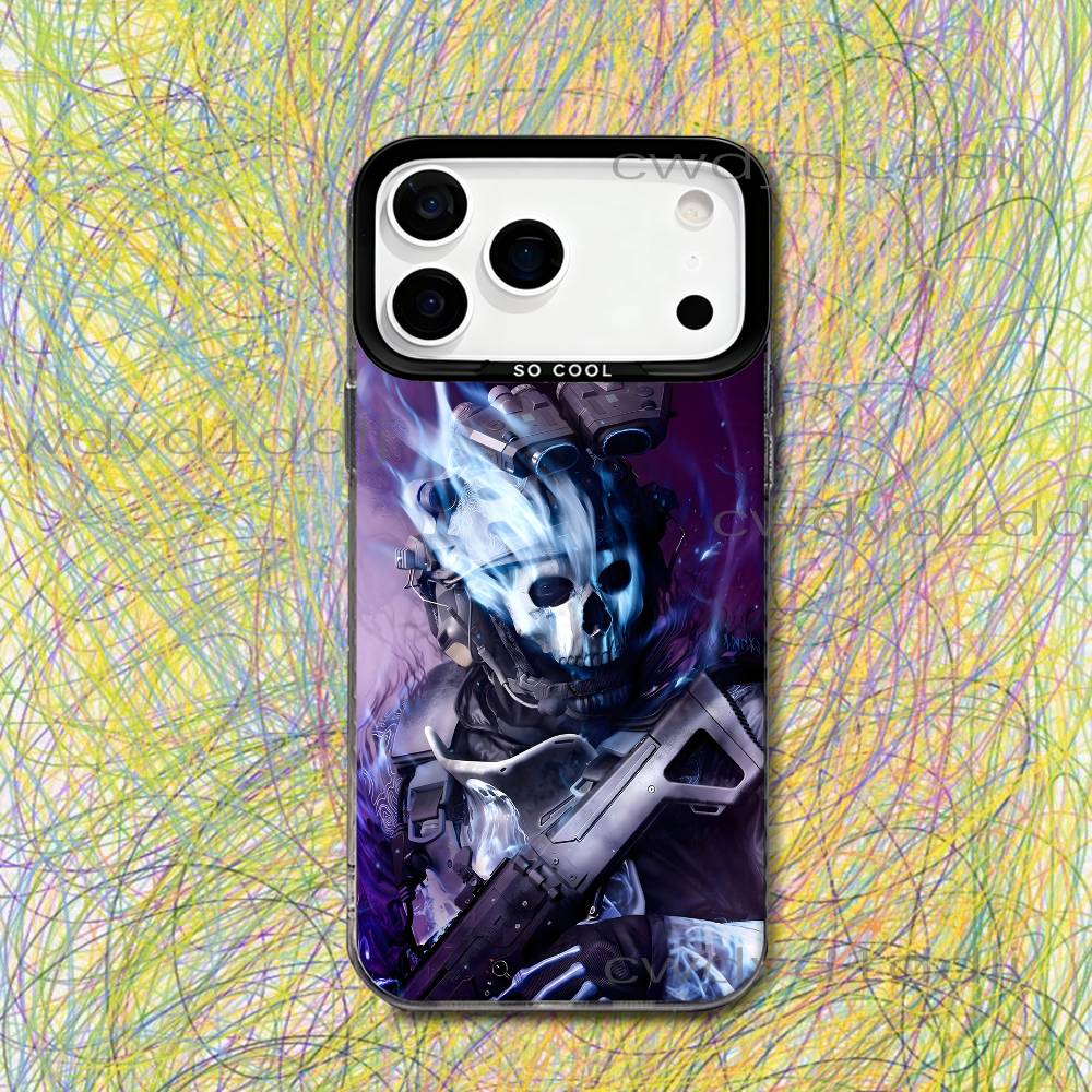 C-Call Of COD Ghosts Phone Case For iPhone 17,16,15,14,13,12,X,8,Pro,Max,Plus,SE4,Air,Mini HD Black IMD Matte
