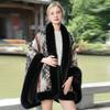 Womens Knitted Shawl With Faux Fur Trim Warm Winter Wrap Scarf Wedding Bridal Qipao Outfit