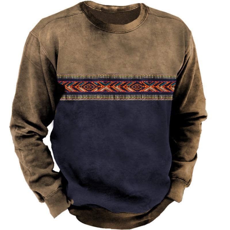 Зимняя мужская футболка с длинным рукавом Harajuku Ethnic Wind Graphics Vintage Clothes Pullover Shirt Casual Street Loose Casual Tee Top