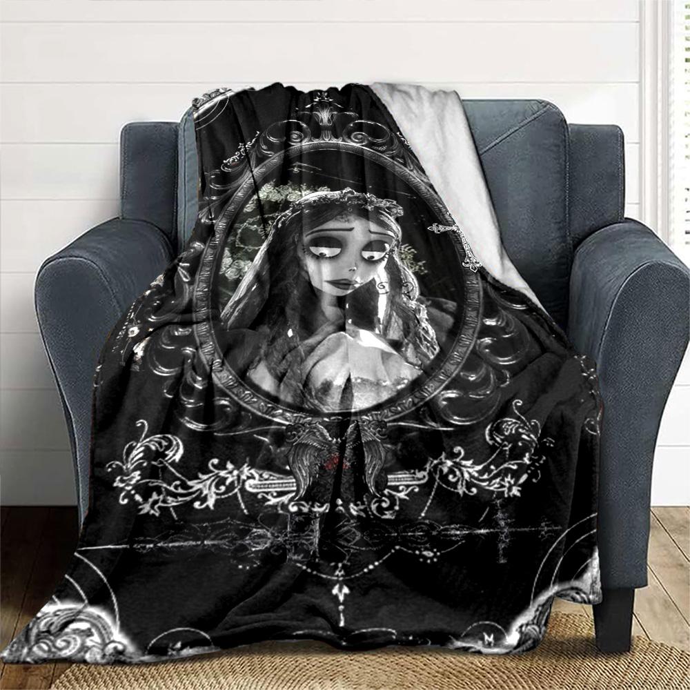 Corpse Bride Print Flannel Blanket High Quality Warm Comfortable Cover for All Seasons Perfect for Gifts Home Decor