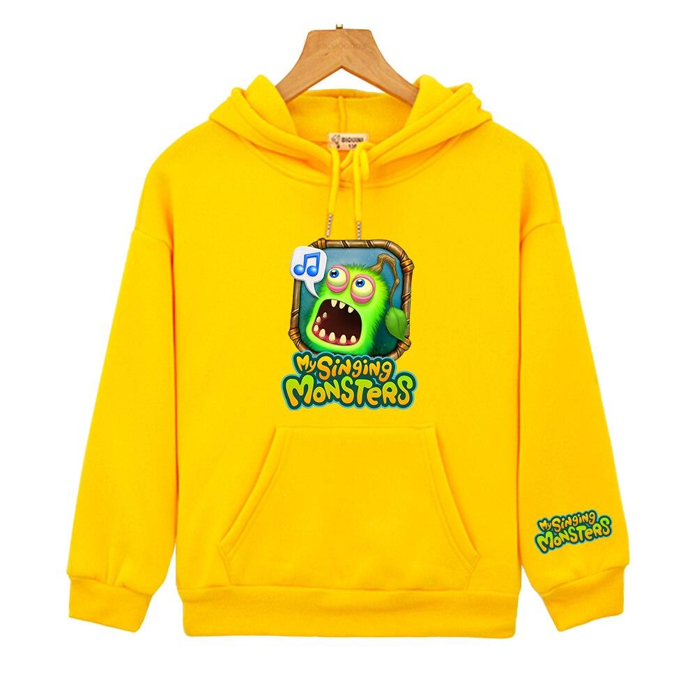 Толстовки с героями мультфильмов «Мои поющие монстры», зеленые детские толстовки с графическим принтом, флисовые пуловеры с капюшоном для мальчиков и девочек, толстовки с капюшоном для мальчиков, толстовки для девочек