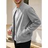 Men's Suede Solid Zip Stand Collar Casual Sports Jacket Stretch Top.