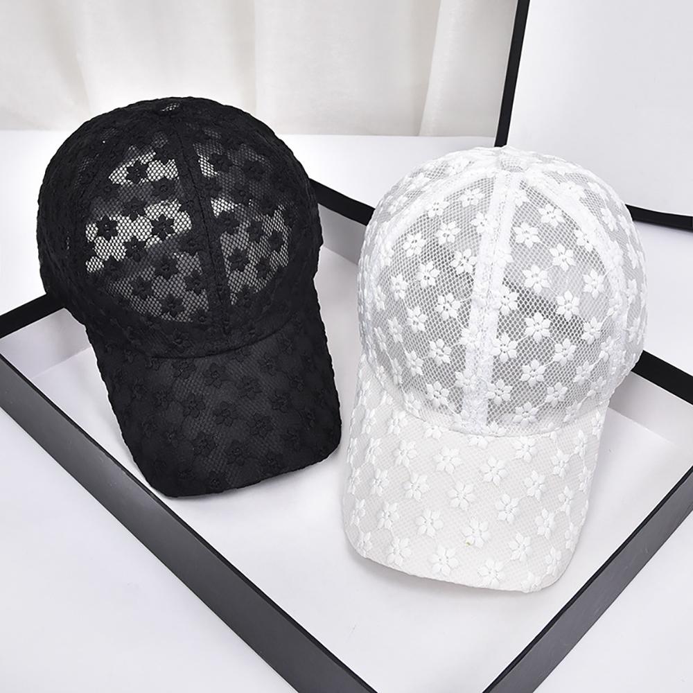Breathable Casual Korean Hip Hop Outdoor Girls Visors Cap Lace Flower Baseball Cap Mesh Hat