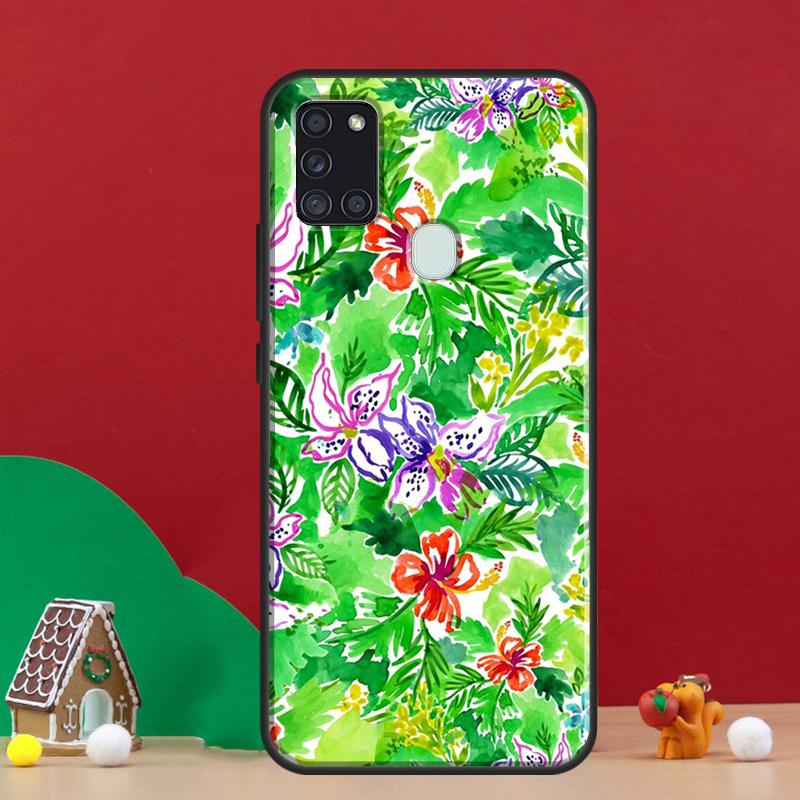Tropical aloha Hibiscus pattern Cover For Samsung Galaxy A54 A34 A14 A32 A12 A22 A52 A72 A13 A33 A53 A50 A52S A51 A71 Back Case