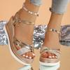 Fashion Women's Wedge Heel Sandals Fashion Thick-soled Fish Mouth Sandalias Summer Peep Toe High Heels Sandals for Women Roman Sandalias