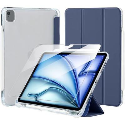 Чехол + Закаленное Стекло - для iPad Air - 11 Дюймов M2/M3 - Ударопрочная Защита - Отсек для Стилуса - Темно-Синий