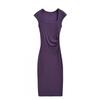 Womens Split Bodycon Maxi Dress Pleated Waist Slim Fit Square Neck