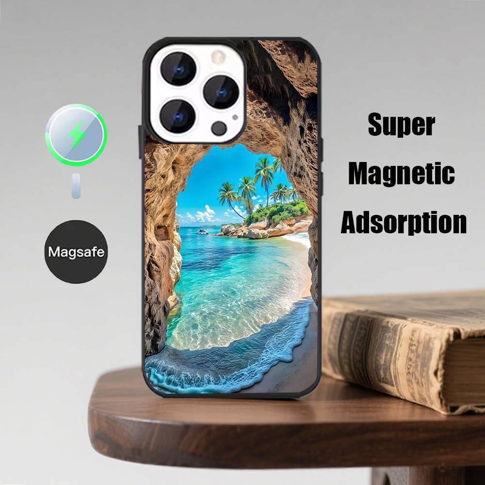 Морские Тропические Пальмы Пляж Чехол для Телефона Для iPhone 17,16,15,14,13,12,Pro,Max,Plus,Mini,Magsafe,Магнитный Чехол для Беспроводной Зарядки
