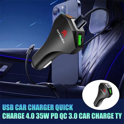 Автомобильное зарядное устройство от прикуривателя PD Быстрая зарядка USB Type C Зарядное устройство для телефона Для Citroen C1 C2 Grand C4 Picasso C4L VTS C-ELYSEE DS