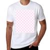 Girly Pink And White Checkerboard Pattern Tshirt Sports Basic Short Sleeve Tshirt