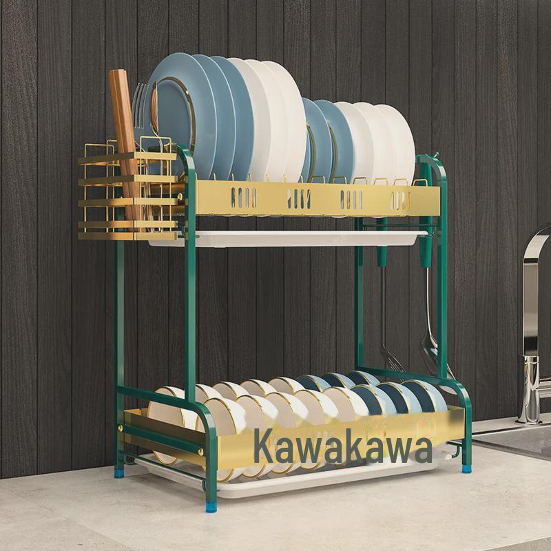 Multi-Function Dish Drying Rack with Bowl & Chopsticks Storage for Kitchen Countertop