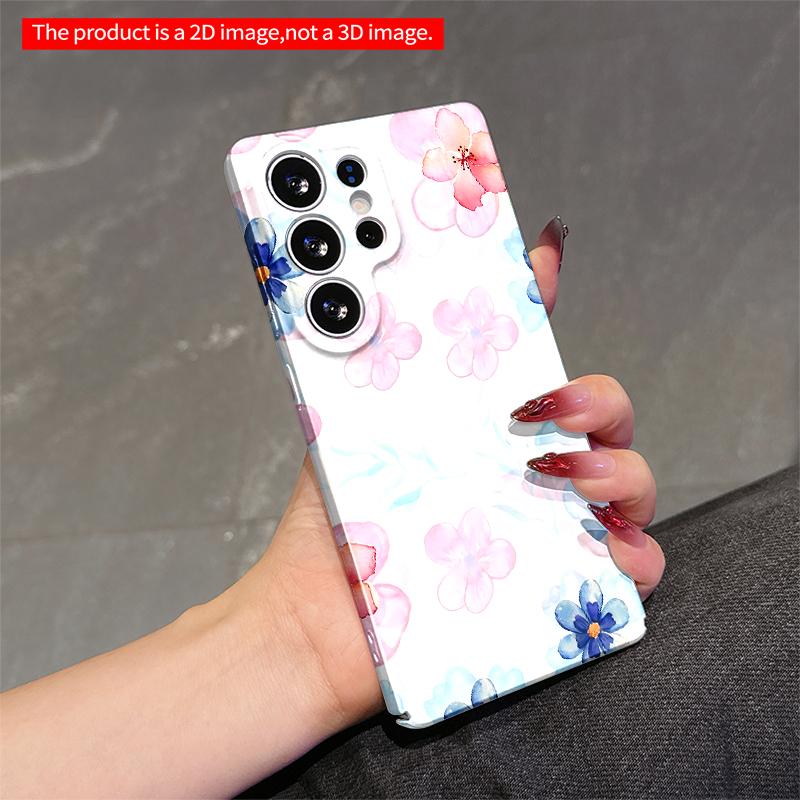 2DFlat Samsung phone case Watercolor Pink Blue Floral Phone Case Applicable to Galaxy S22 S23 S24 S25ULTRA S26 A12 A13 A14 A15 A16 A34 A35 A54 A55