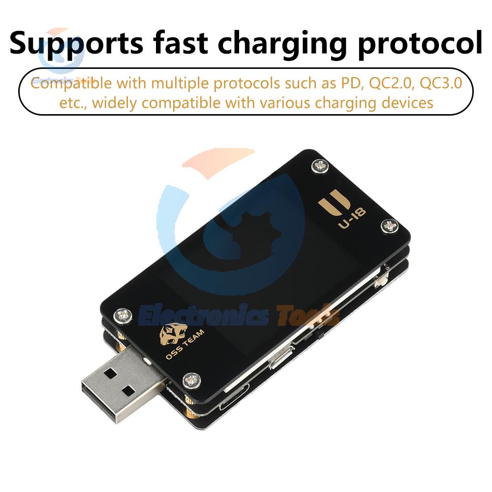 USB Power Meter Tester 1.77-inch HD Display Fast Charging PD QC 3.0 Protocol Automatic Detector Voltage Current Multi Tester