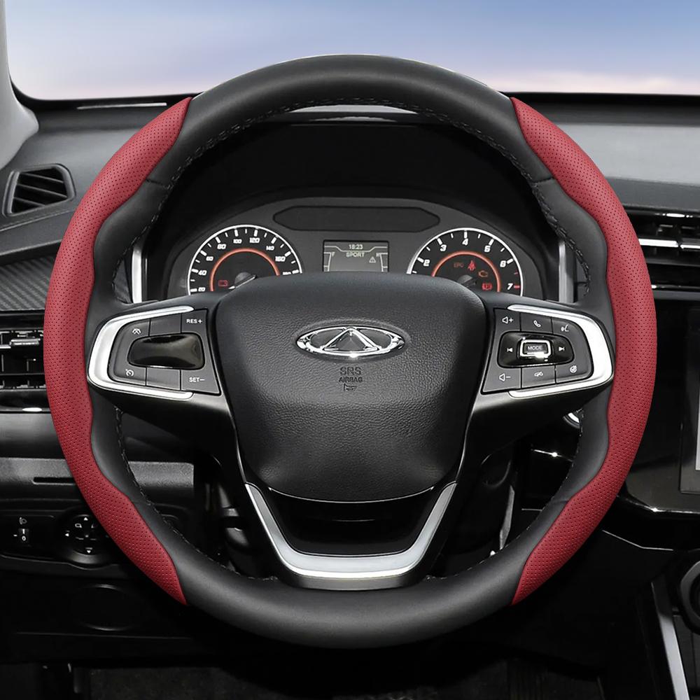 Suitable for Chery Breathable Holes Leather Steering Wheel Cover Segmented Quick Release Design Non-Slip Durable Tiggo2 4 7 8 9 Tiggo 8Pro 2Pro a2