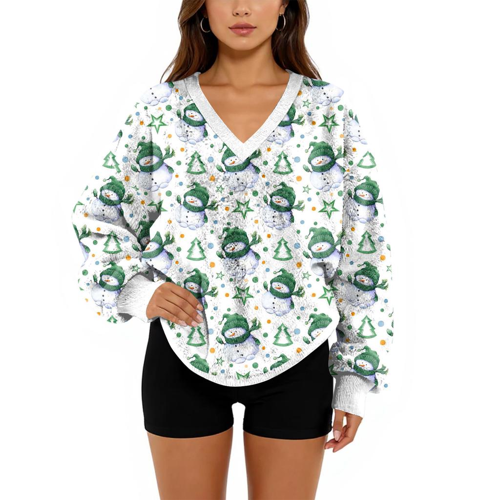 Женский свитшот с V-образным вырезом, плюшевый, однотонный, повседневный, модный, с длинным рукавом, с карманами, пуловер