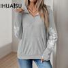 Women's Solid Colour Hooded Sweatshirt Printed Long Sleeve Thin Pullover Sweatshirt