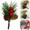 Small Size Christmas Green Red Berry Pine Cone Holly Branch Home Decor