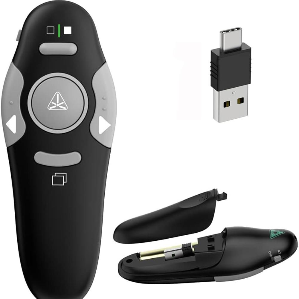 USB Type C Wireless Presenter Remote Clicker for Mac/Windows/Linux, Computer/Laptop, Google Slide/PPT/Keynote