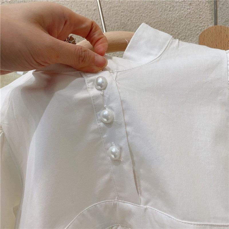 Весенне-летняя одежда для девочек, белое платье с длинными рукавами, модные детские однотонные платья + джинсовая куртка, жилет для детей 3-8 лет