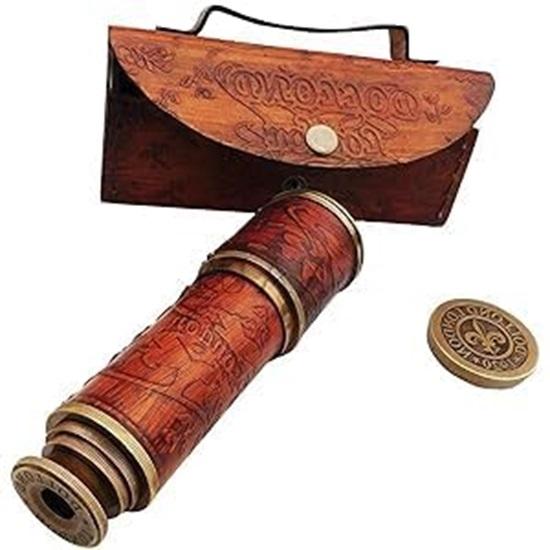 Brass Pullout Telescope with Brass Pocket Marine Telescope.Spyglass Brown  Polised Handheld Telescope with Leather Bag