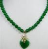Благородное женское ожерелье из зеленого натурального нефрита диаметром 8 мм, 17 дюймов + подвеска в виде сердца