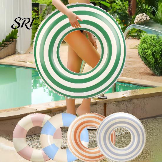 PVC Swim Rings Vintage Striped Swimming Ring Thickened Inflatable Leakproof Men Women Pool Float Tube for Beach Party Child Water