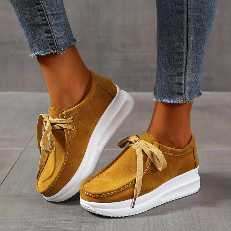 Women's Sports Shoes Casual Sneaker Loafers Fashion Ladies Shoe Platform Sneakers Non Slip Lace-up Round Toe 2025 Spring Autumn