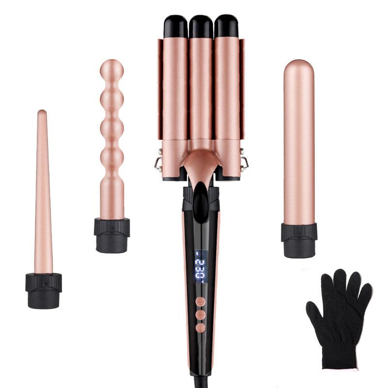 4 In 1 Multifunctional Automatic Hair Curling Iron with Interchangeable Head Accessories and Styling Straightening Comb