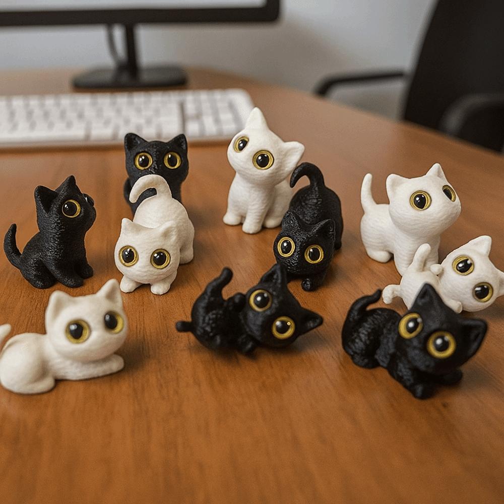 PLA 3D-печатные фигурки кошек Игрушки Модель Котёнок Микро-ландшафтные поделки Дом с привидениями