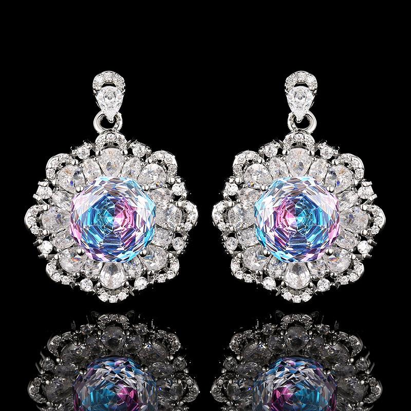 Ювелирные изделия Медное основание Позолоченное Имитация Тысячелетия Постепенно меняющий цвет Цветочный набор Главный камень 12-10 мм