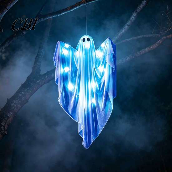 Floating Visual Effect Props Halloween Hanging Light Up Ghost Decoration, Large Spooky Flying for with LED Lights Front Yard Patio Lawn Garden