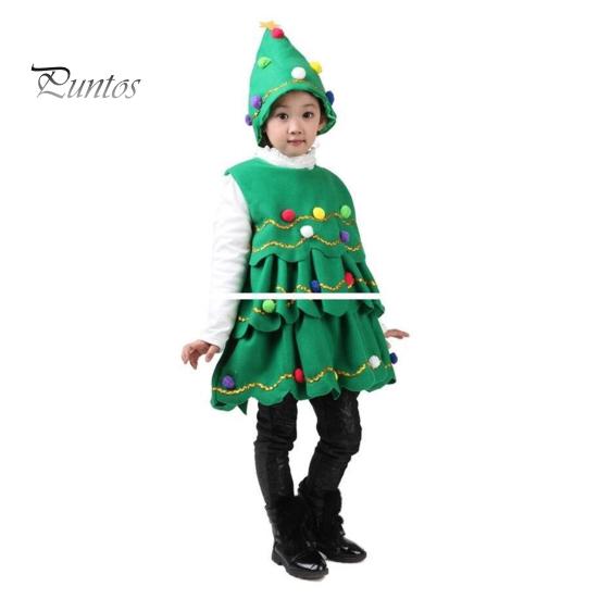 Детский костюм рождественской елки, праздничный комплект для девочек, легко чистящееся рождественское платье-шляпа для выступлений, подарки для косплея