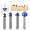1/4pcs 1/4inch 6mm Shank 90 Degree V Groove Template V-Groove V Grooving Router Bitit Carbide Milling Cutter Wood Drilling
