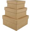 Square Boxes - Creativ Company - Cappucino - Cardboard - Brown - Beige - L10 + 12.5 + 15 Cm