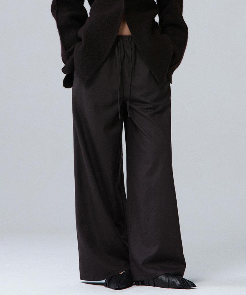 UMARMUNG Wool Flannel Fluid Pants_Mahogany
